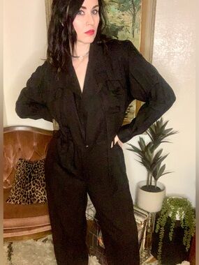 Vintage Ann Taylor Black Utility-Style Jumpsuit